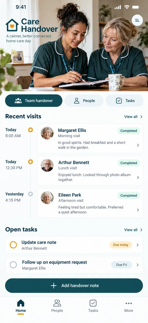 Care Handover care shift handover app: the team handover for the next shift