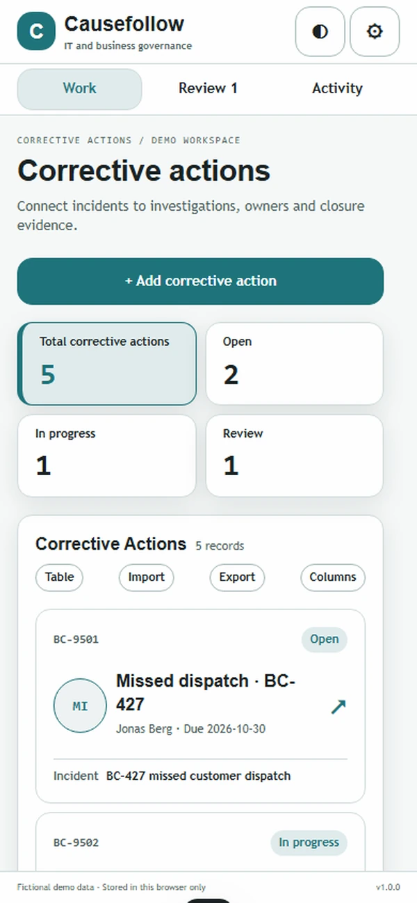 Causefollow: work queue with sample records