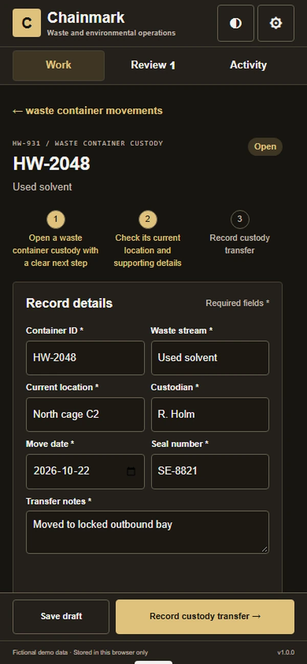 Chainmark: editable business record and action