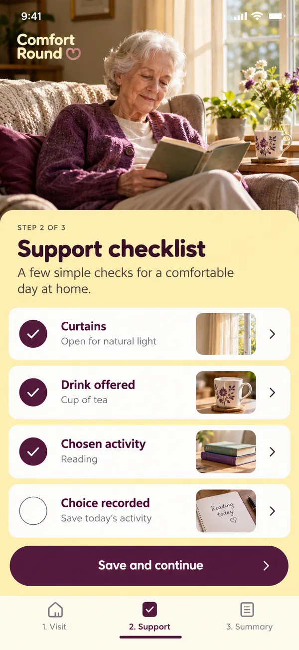 Work through the agreed support checklist.