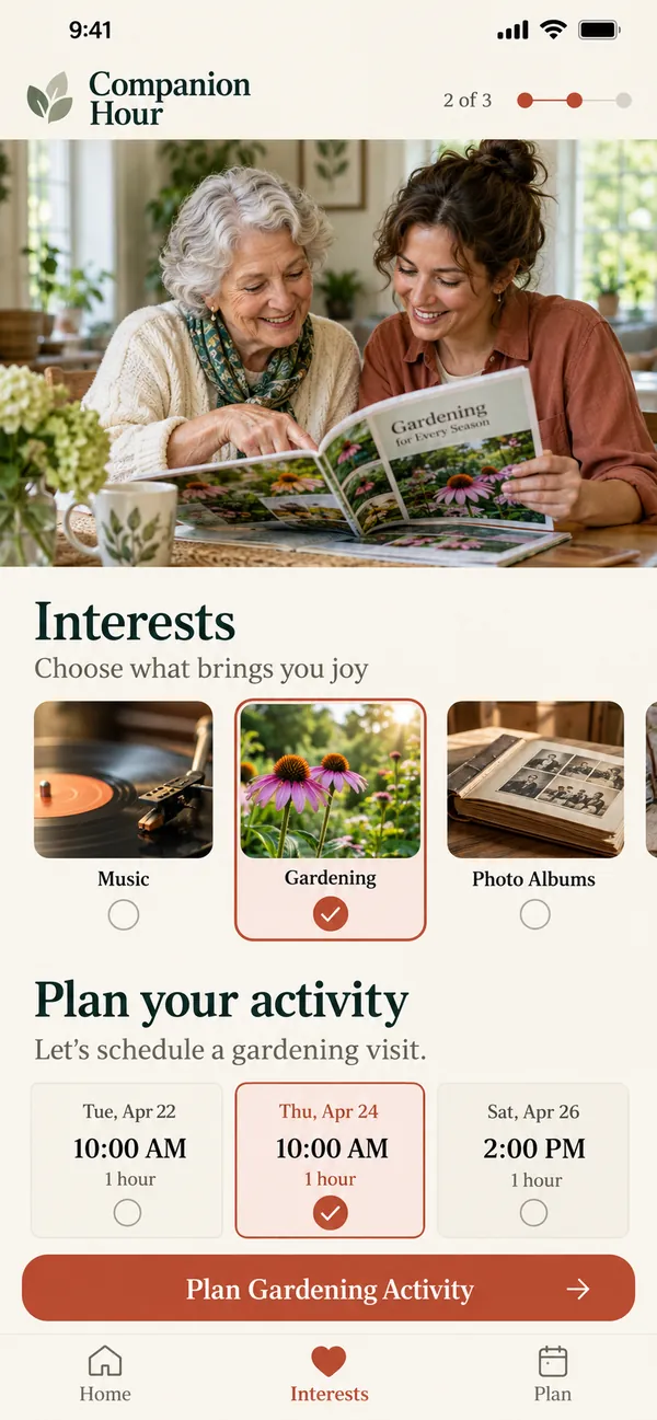 Browse a person's interests and favorite activities.