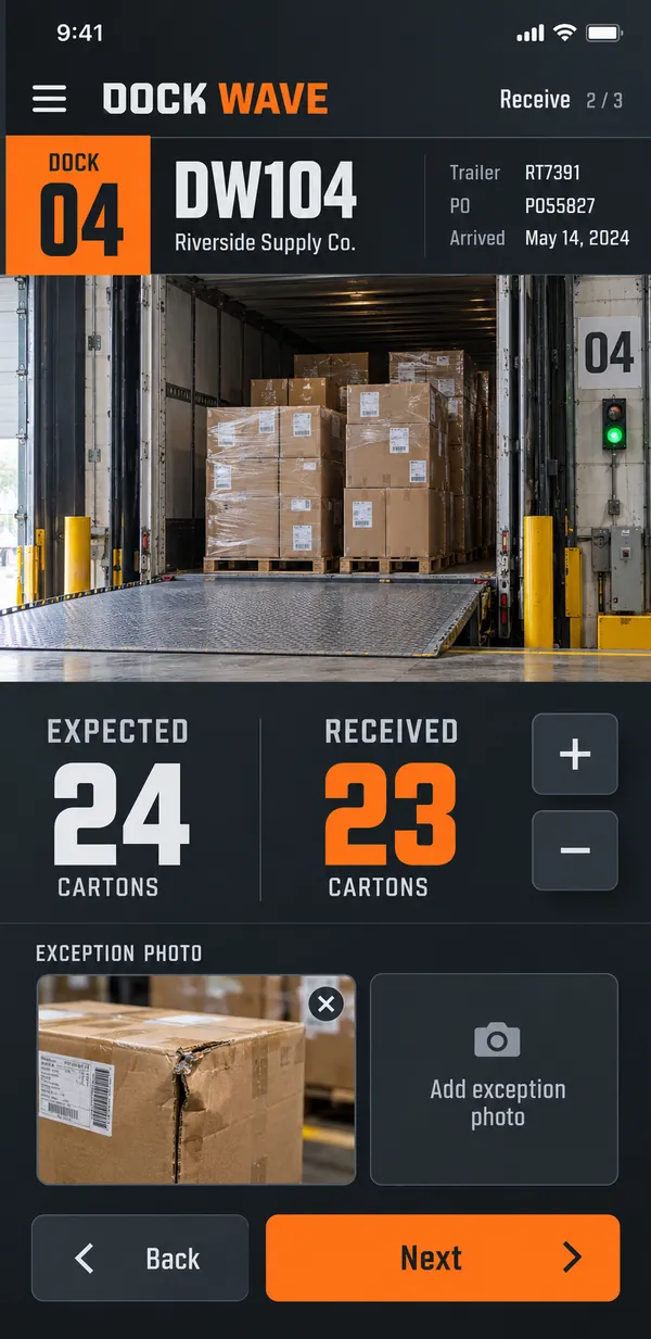 Enter the quantities actually received for a delivery.