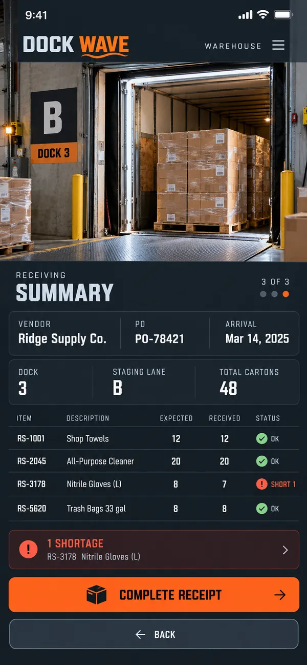 Review the count and exceptions before marking it checked.