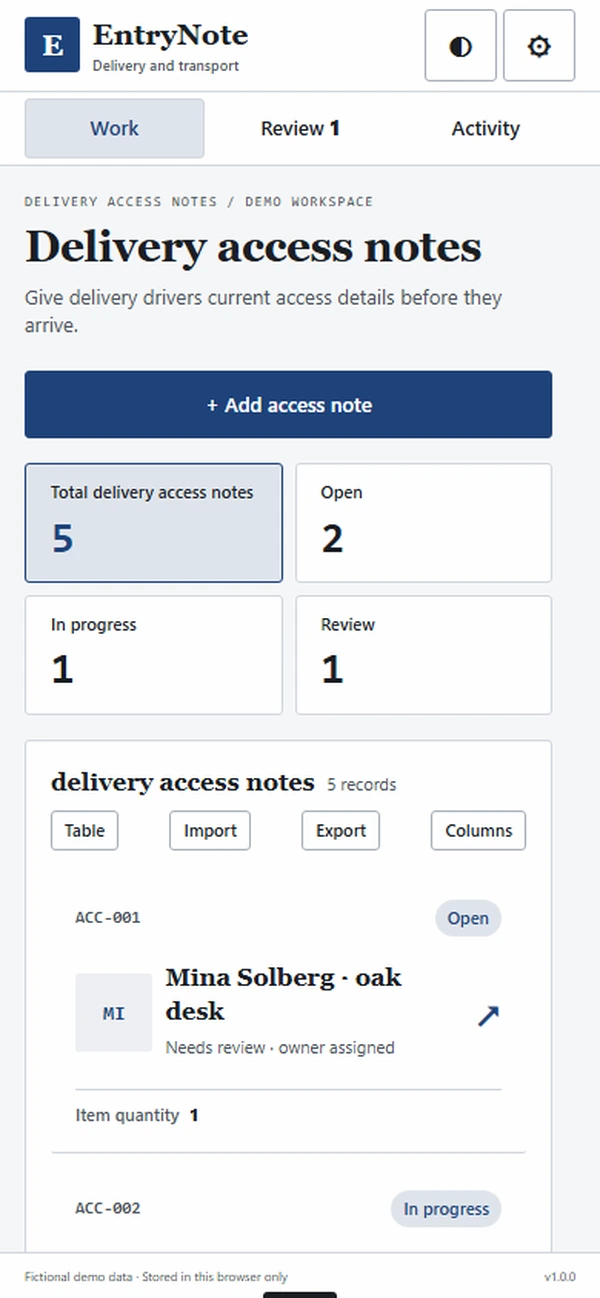 EntryNote delivery access notes app: destination guidance beyond the street address