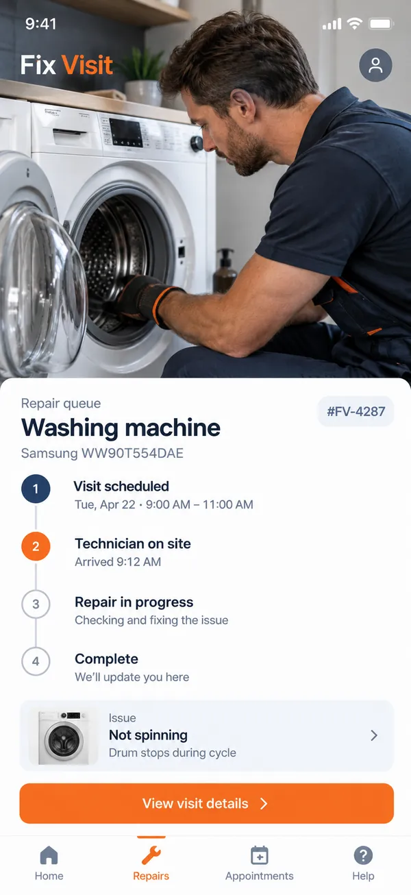 Fix Visit repair service app: repair requests moving from report to completion