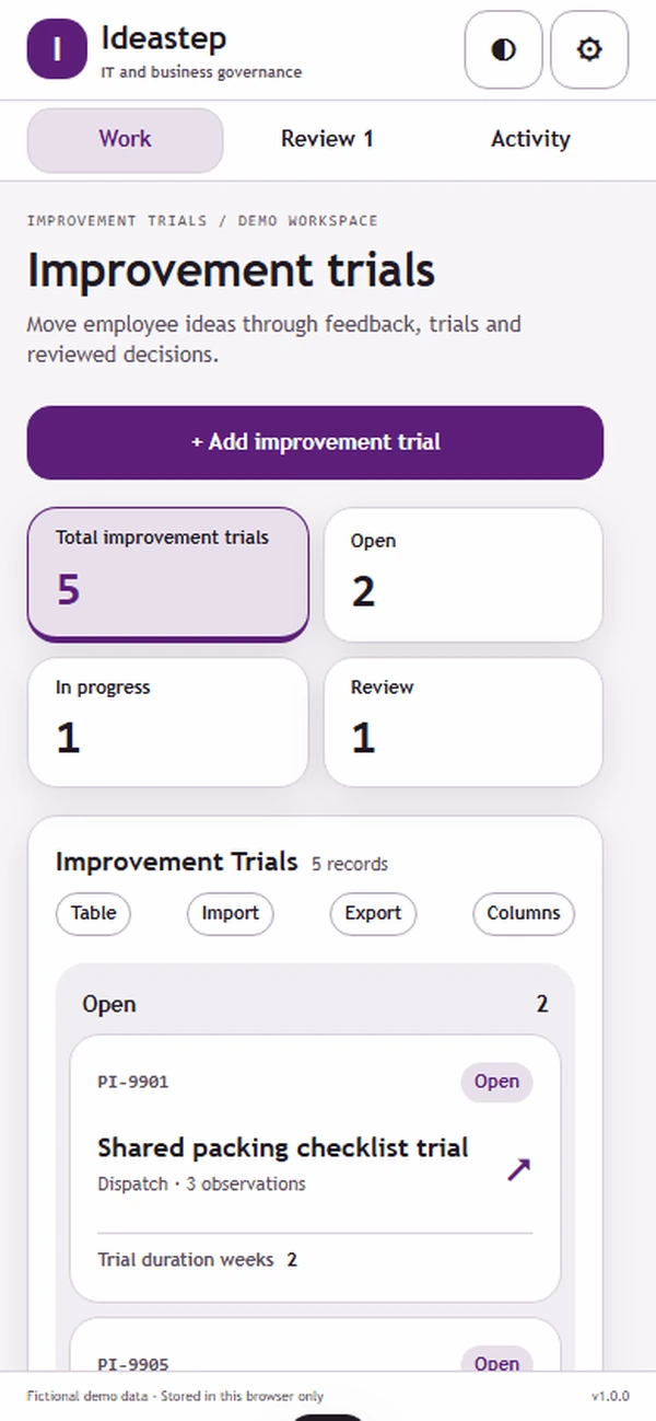 Ideastep: work queue with sample records
