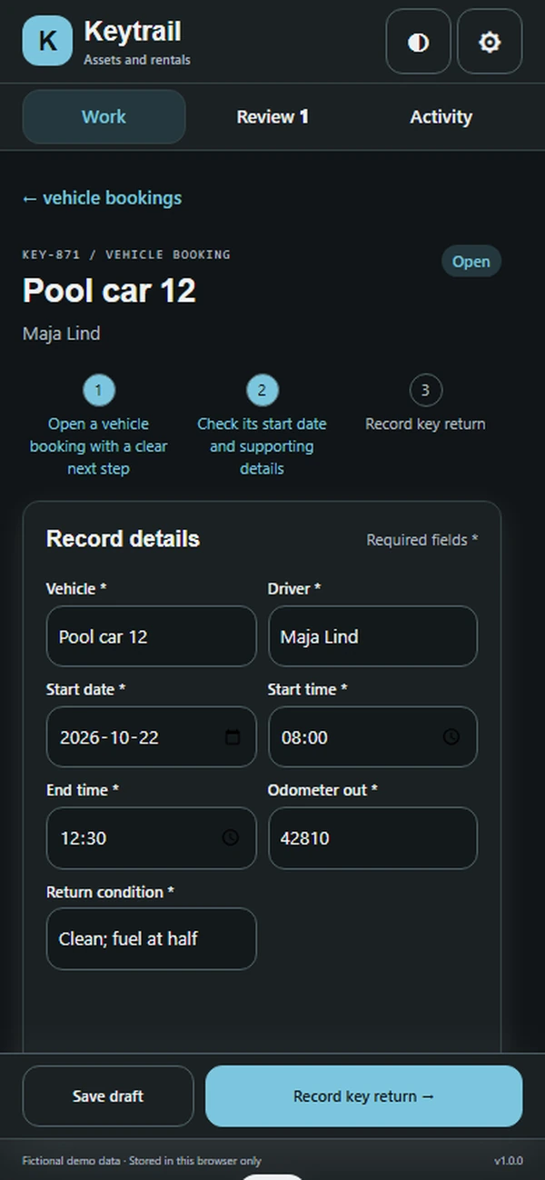 Keytrail: editable business record and action