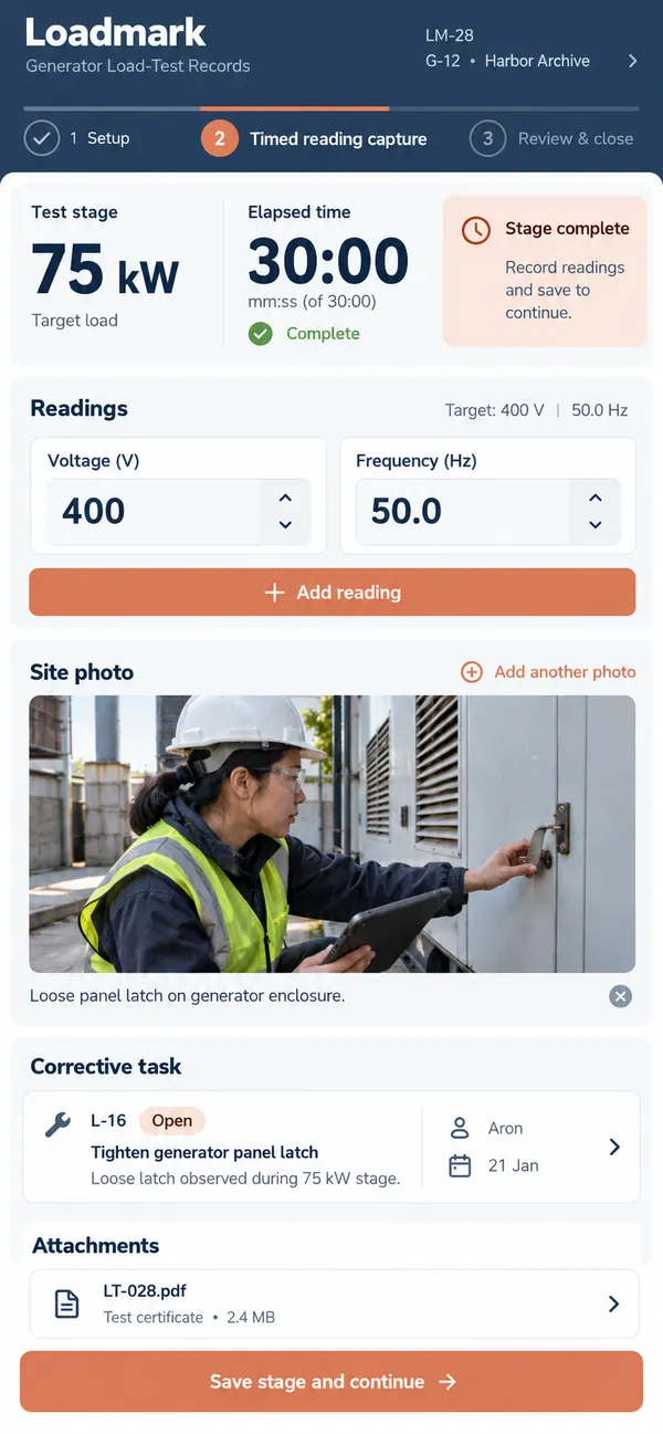 Loadmark generator testing app: test readings kept in the order of the load test sequence