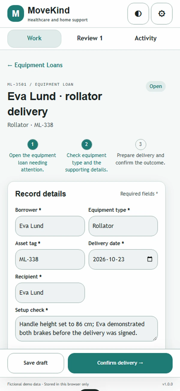 MoveKind: editable business record and action