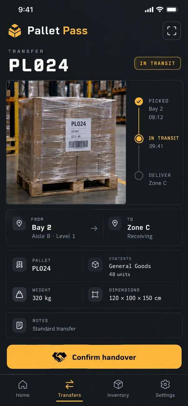 Prepare a transfer with origin, destination and owner.