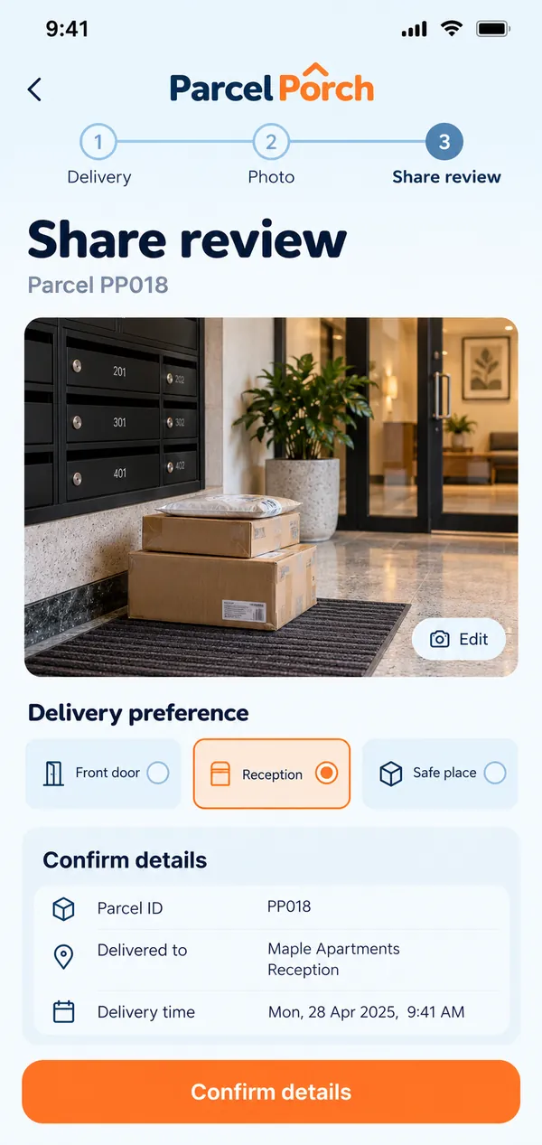 Review which details are shared with the delivery team.