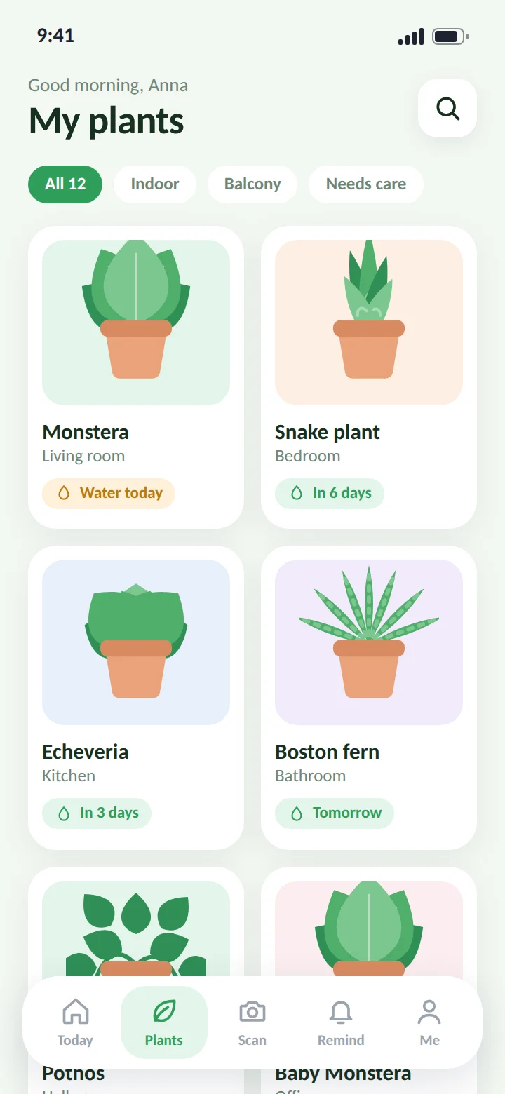 My plants overview