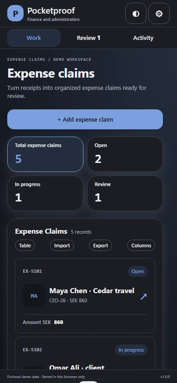 Pocketproof: work queue with sample records