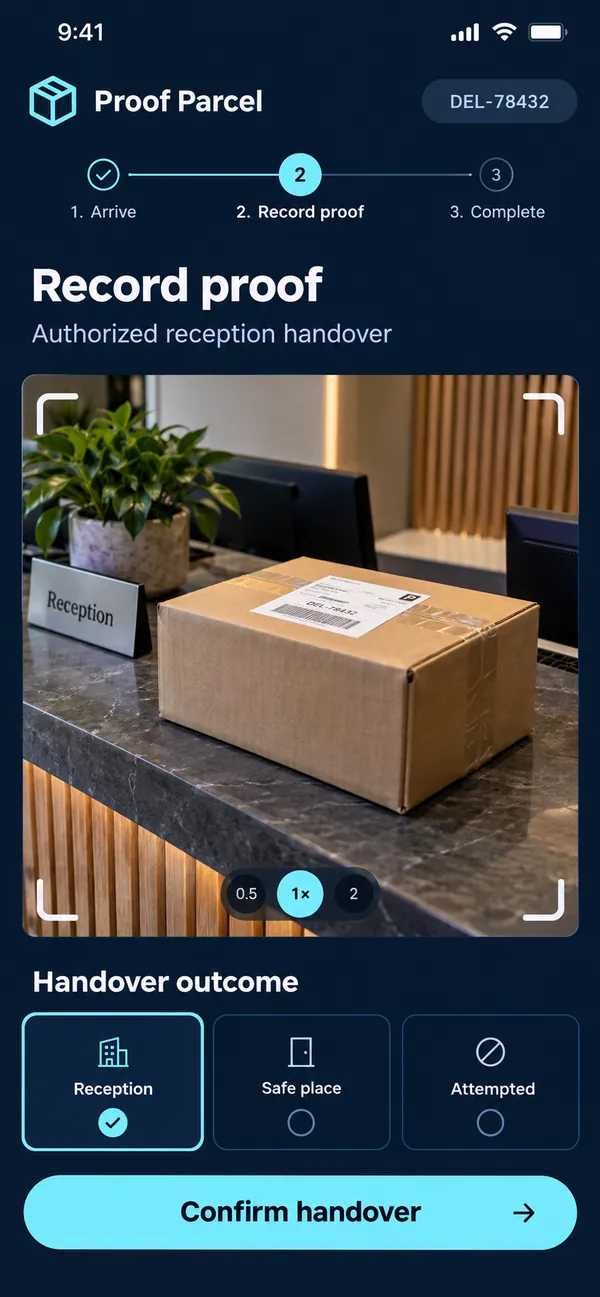 Match the parcel and record its delivery outcome.