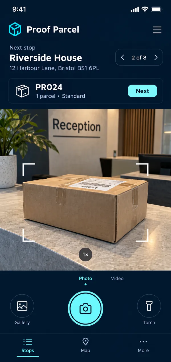 Proof Parcel proof of delivery app: deliveries waiting for a proof record