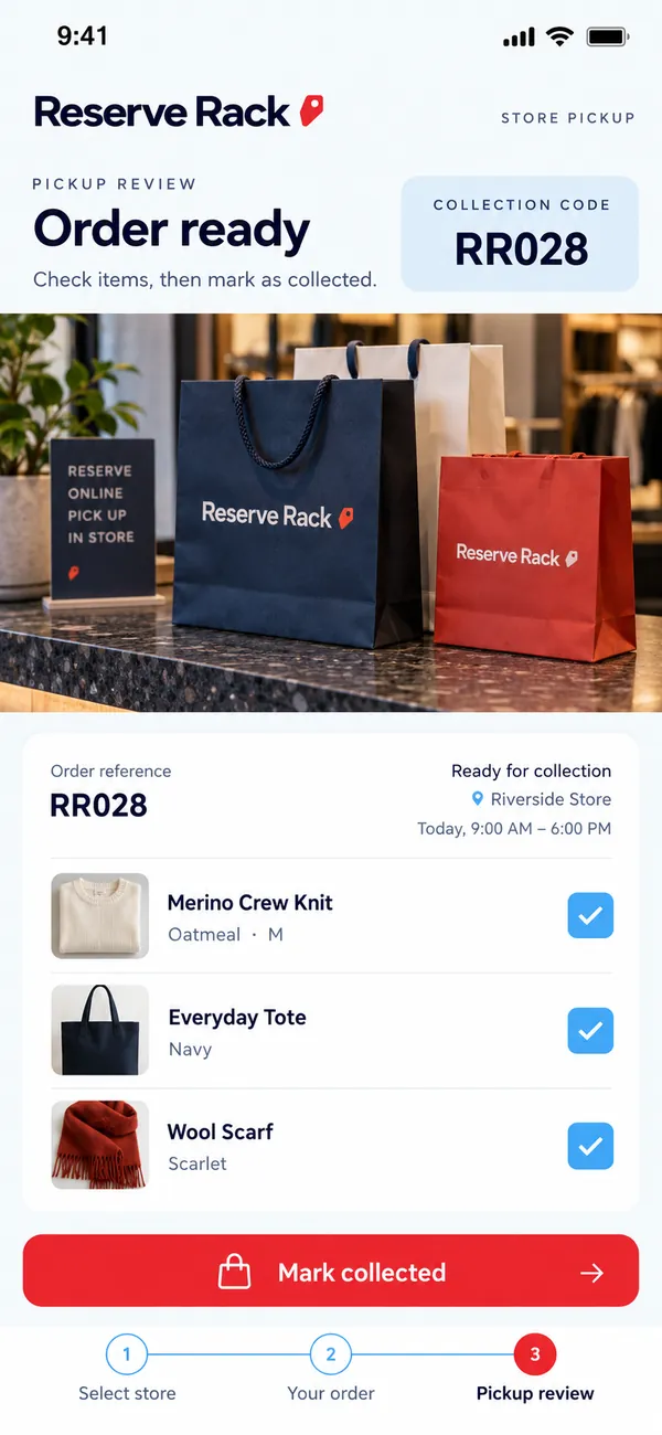 Review the pickup and tick off collected items.