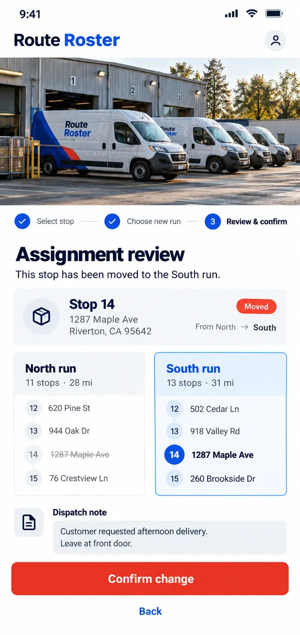 Review assignments before moving stops between runs.