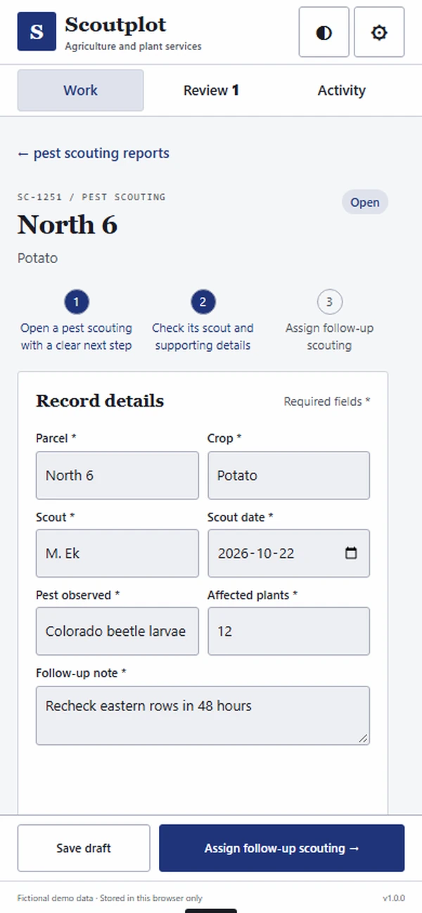 Scoutplot: editable business record and action