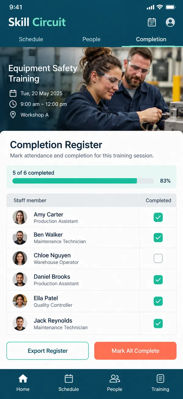 Completion register.