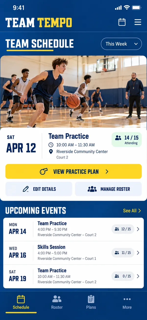 Team schedule.