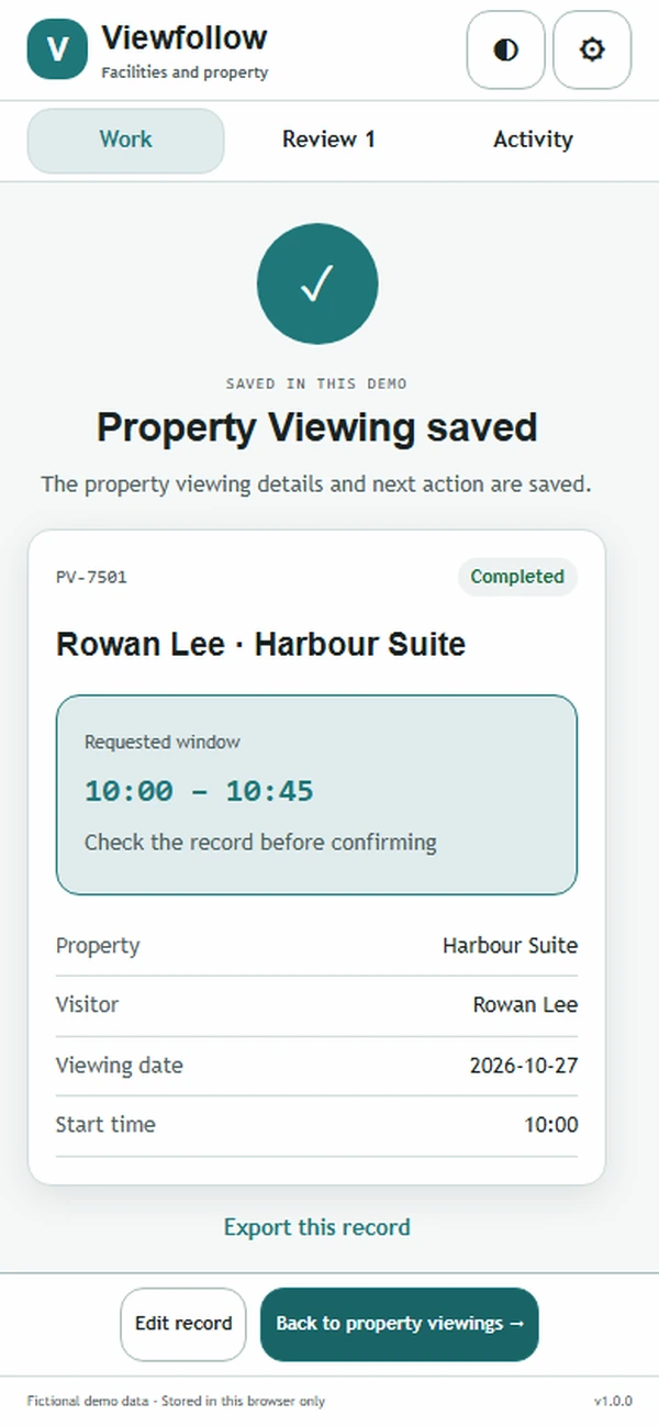 Viewfollow: saved result with recorded details