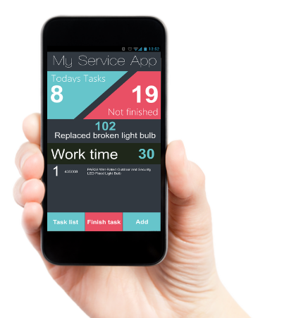 A mobile application created with Raptool Designer