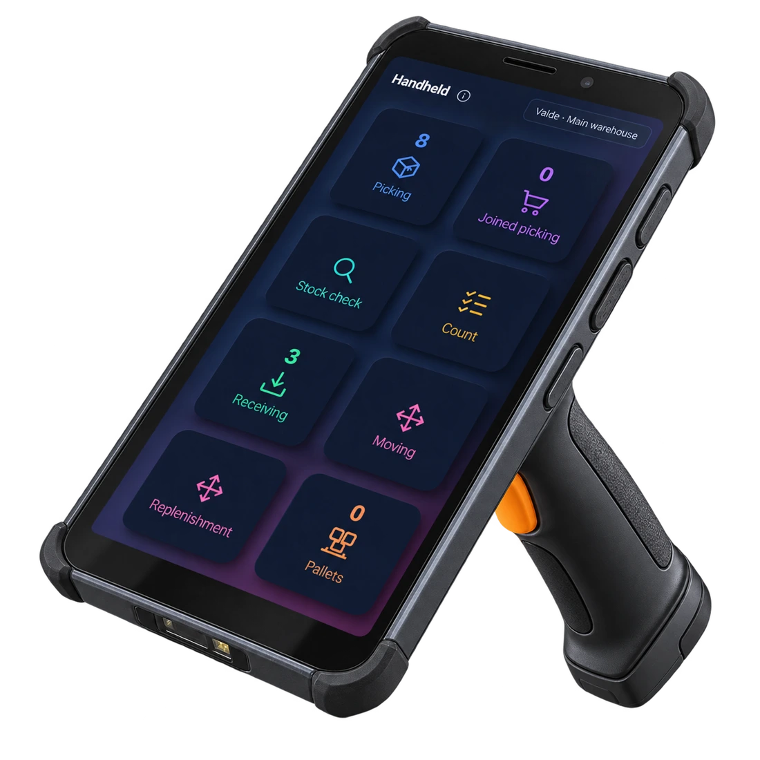 Raptool WMS running on a handheld warehouse scanner