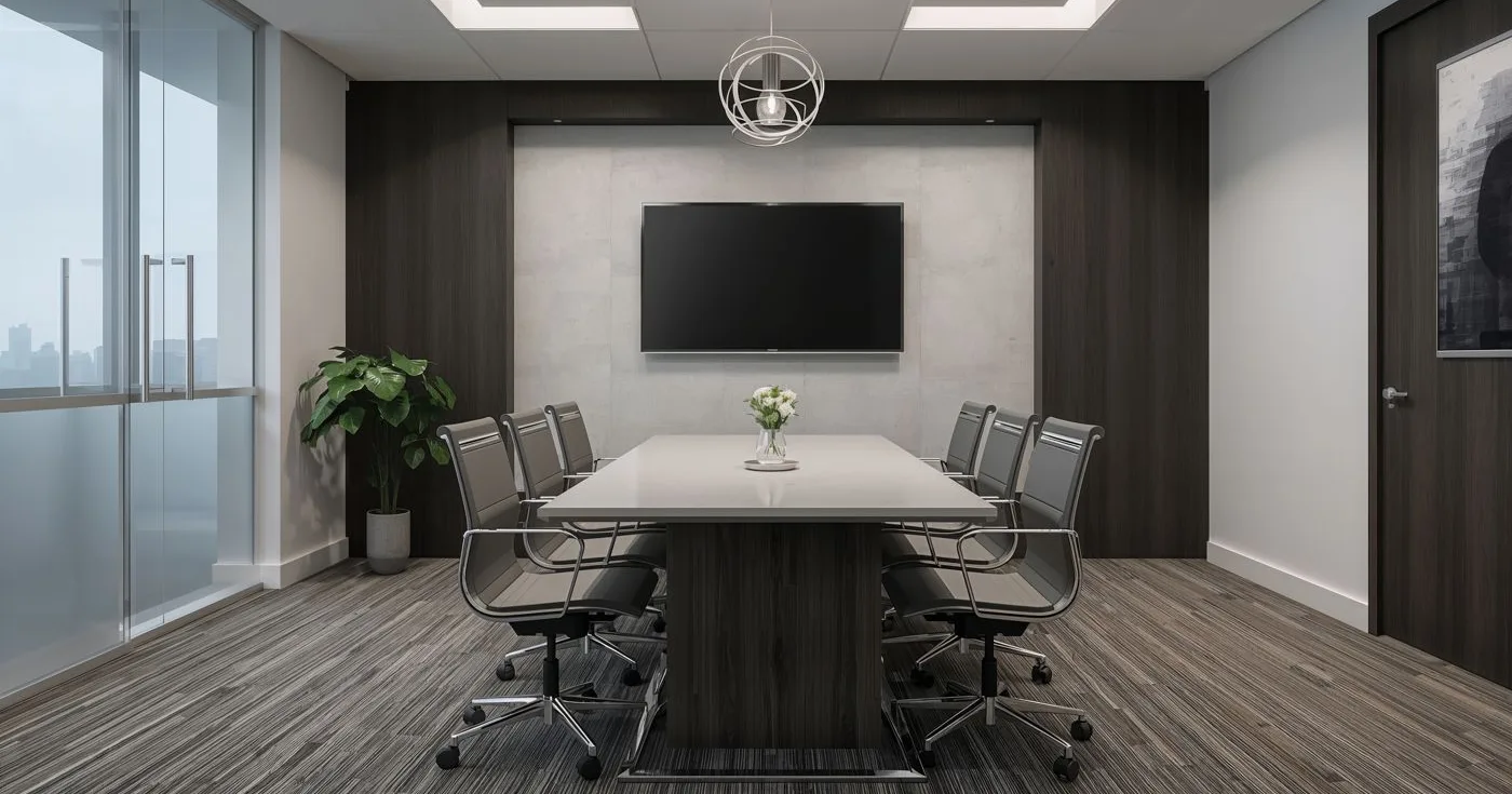 Meeting room set up for a customer follow-up