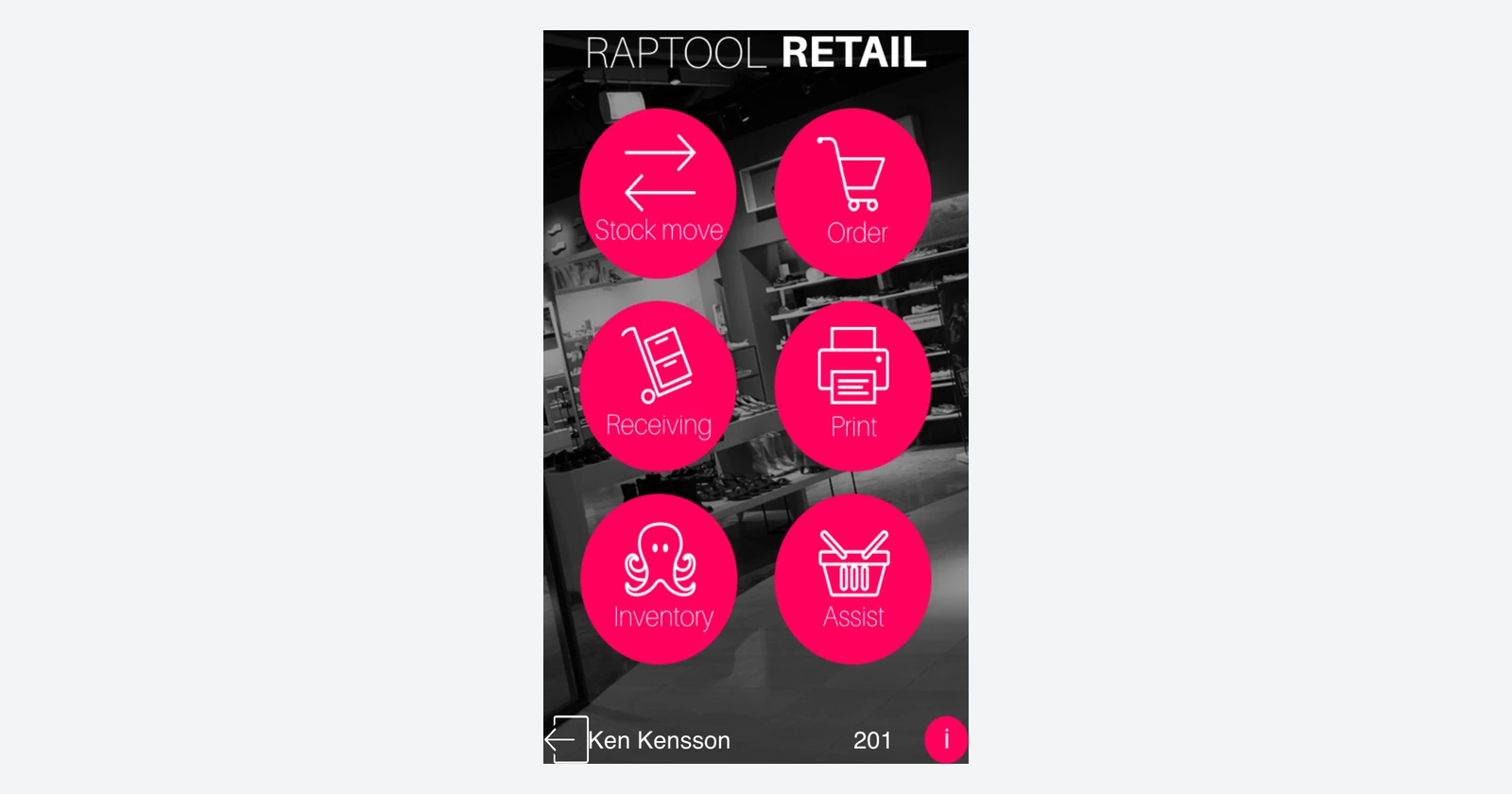 Custom retail logistics app example published on Raptool’s Designer page