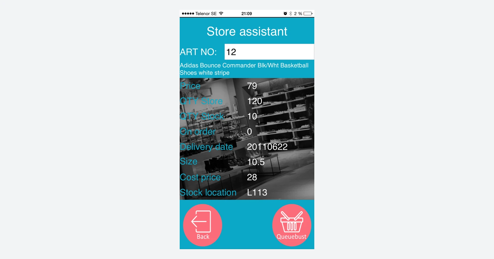 Retail sales-assistance app example published on Raptool’s Designer page