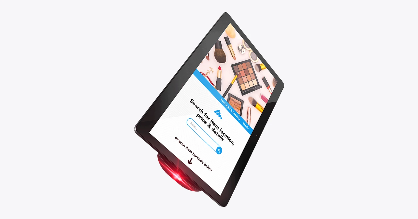 Elo touchscreen price-check terminal with barcode scanner