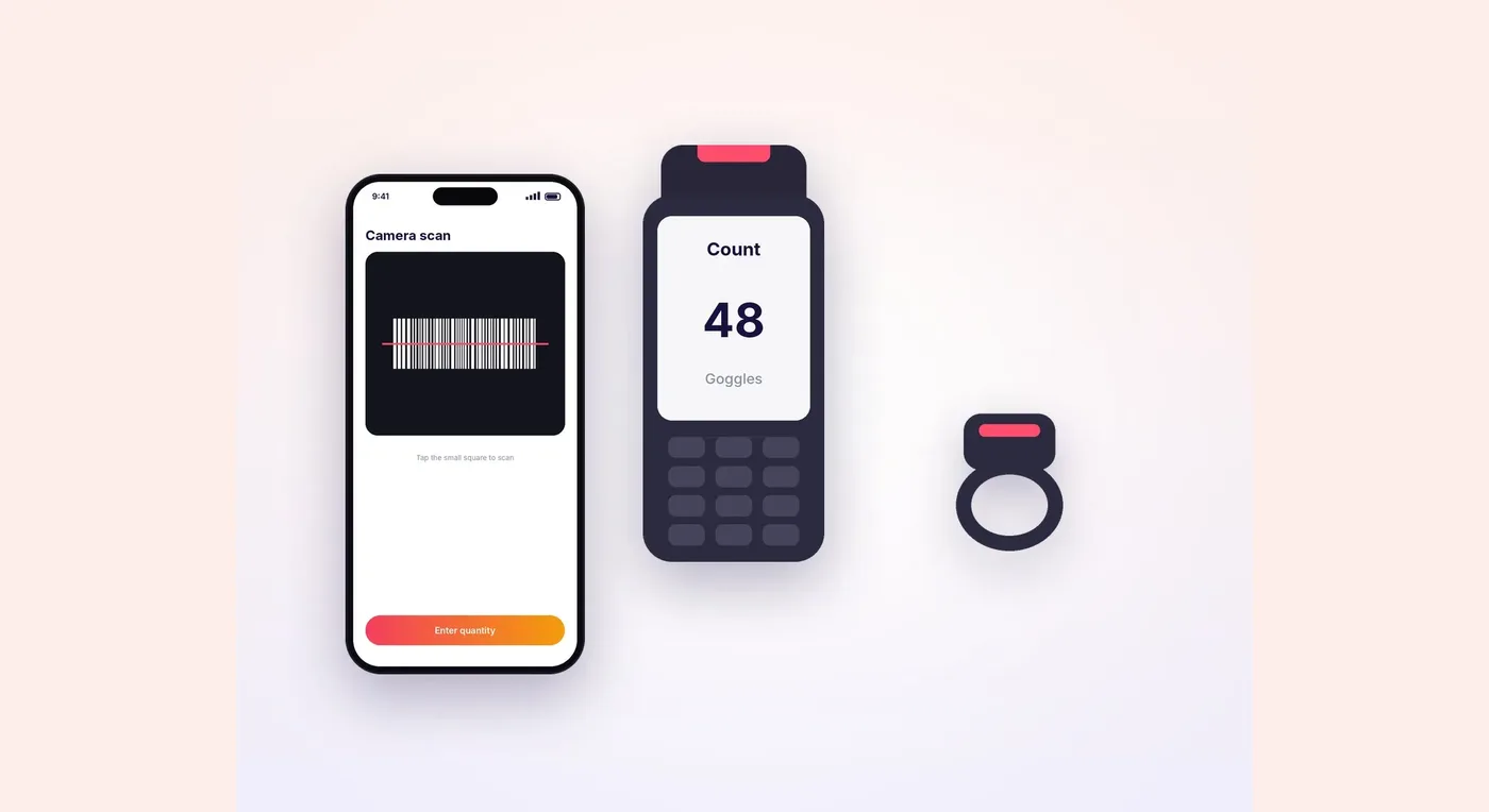 Recuento de stock con un móvil, un terminal resistente o un lector de anillo
