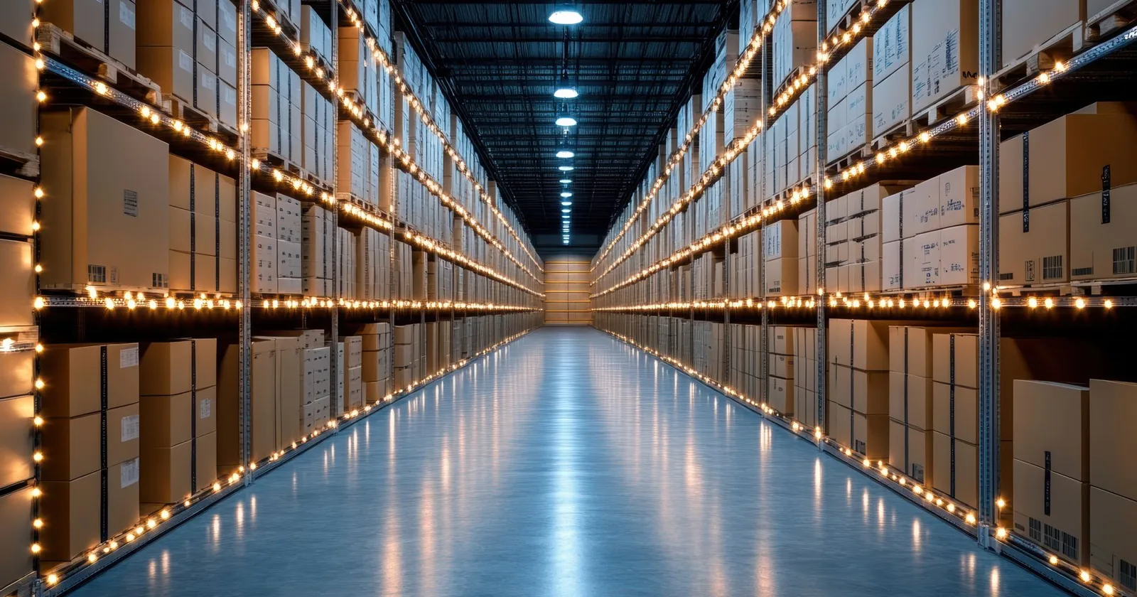 Long warehouse aisle of racking ready for a scheduled count