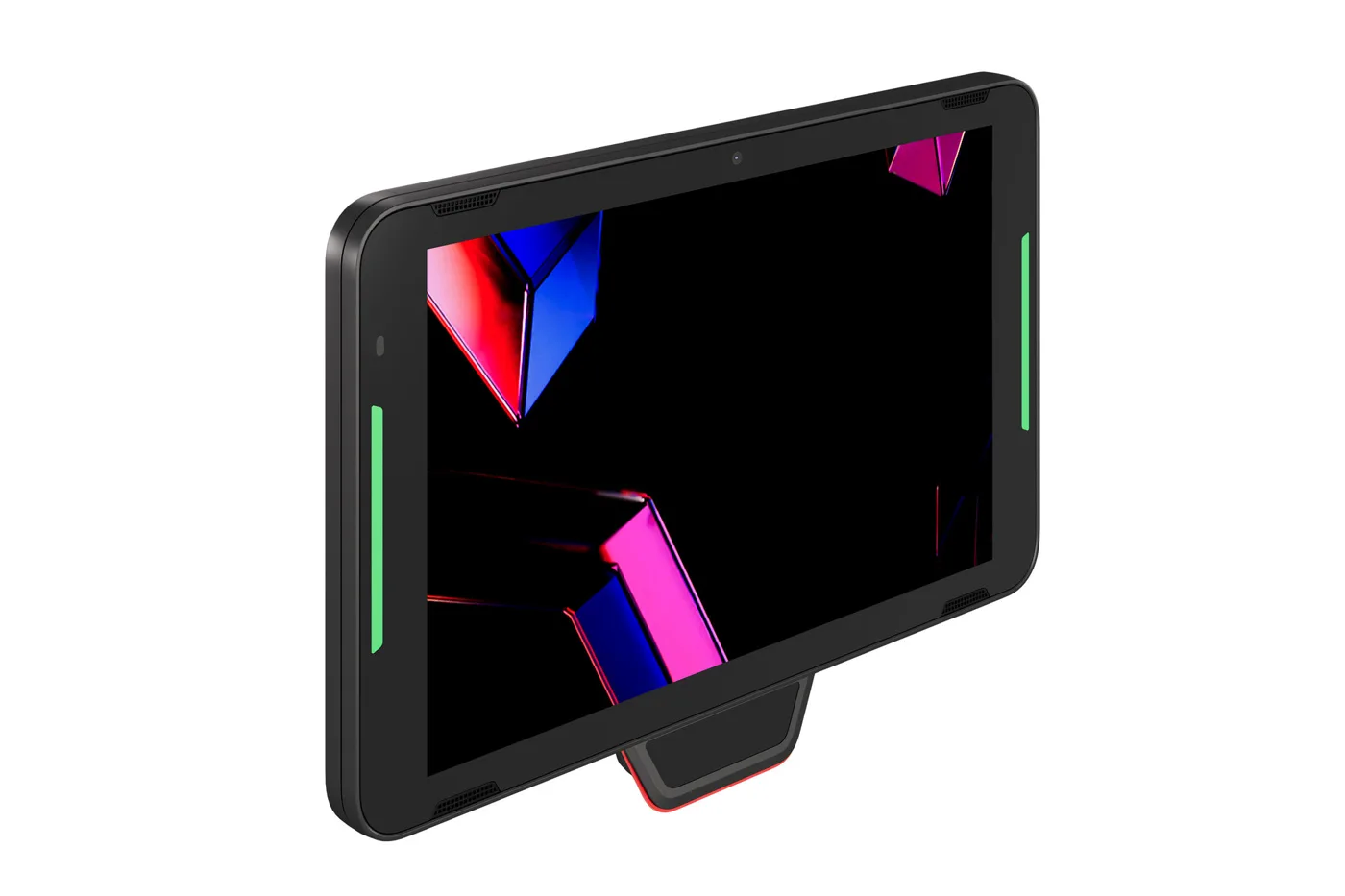 Zebra KC401 10-inch Android kiosk in landscape with the optional SR500 scanner