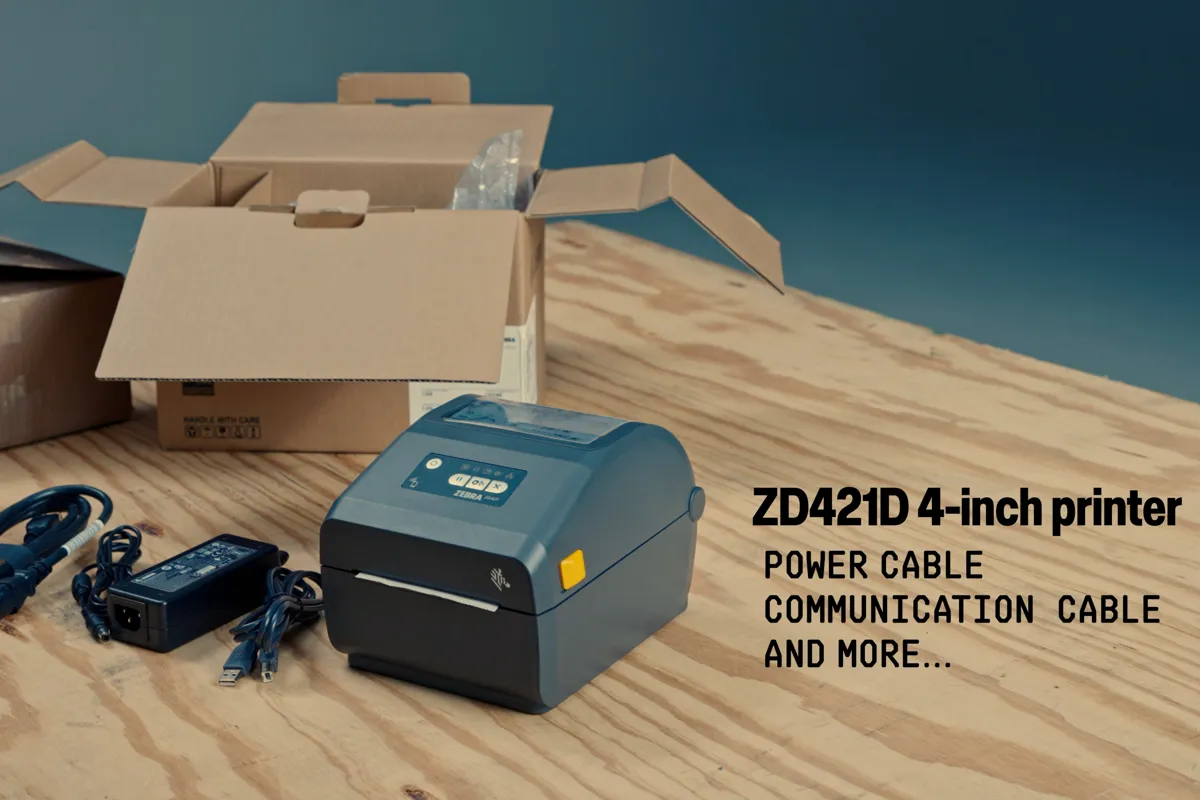 Zebra ZD421 4-inch Wide Direct Thermal Label Printer Bundle