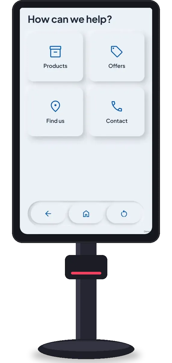 Raptool kiosk app on a floor-standing kiosk