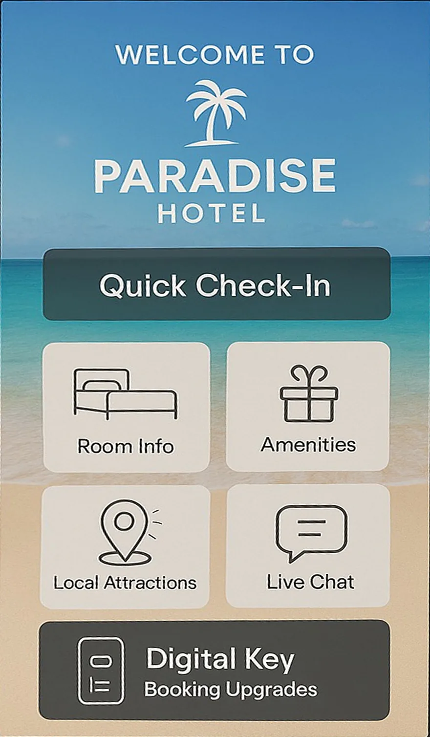 Self-Service-Kiosk-Bildschirm für den Hotel-Check-in
