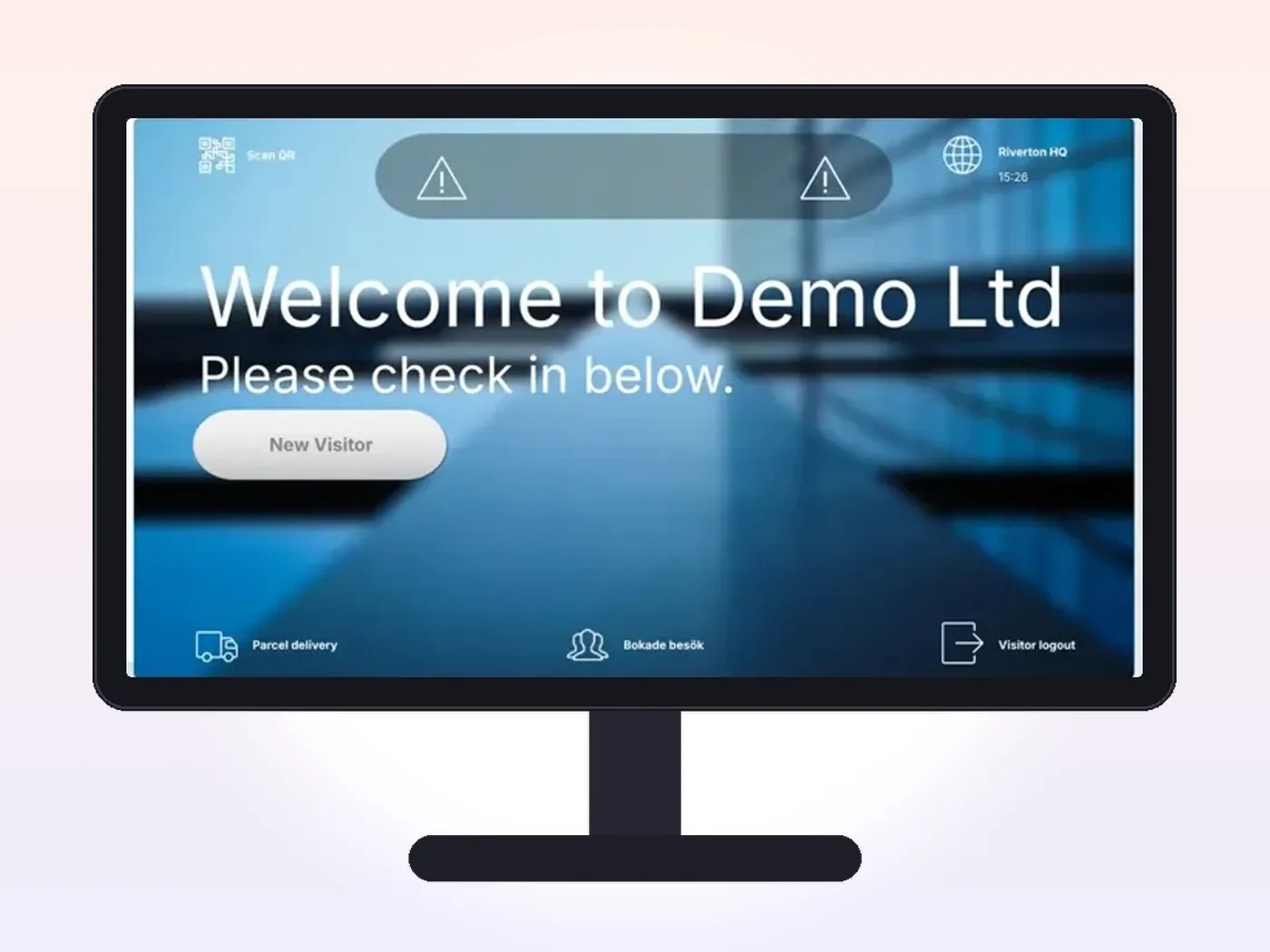 Branded kiosk welcome screen