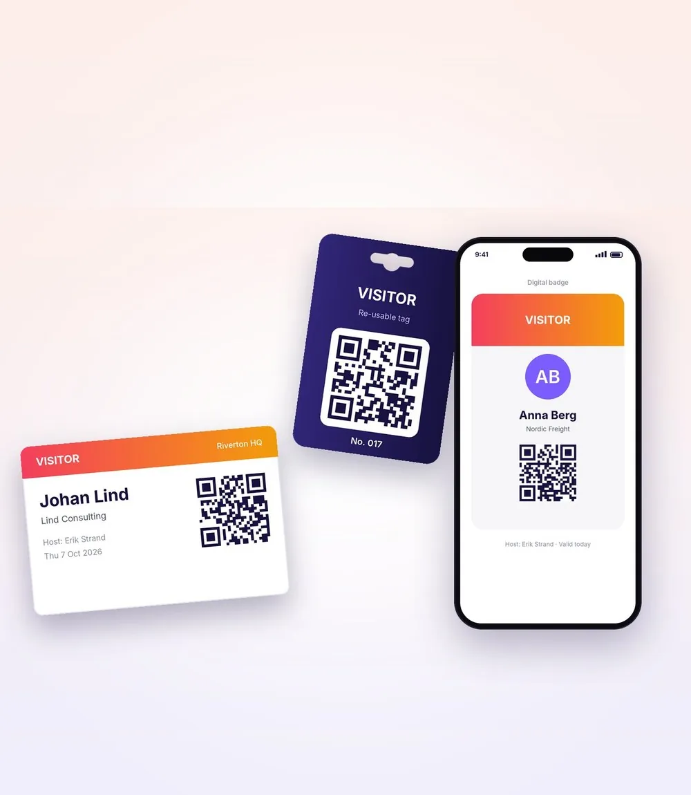 Visitor badges and a digital badge