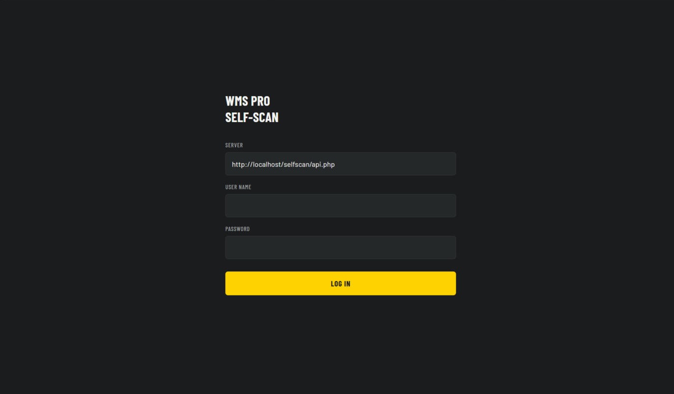 WMS PRO Self-Scan sign-in screen