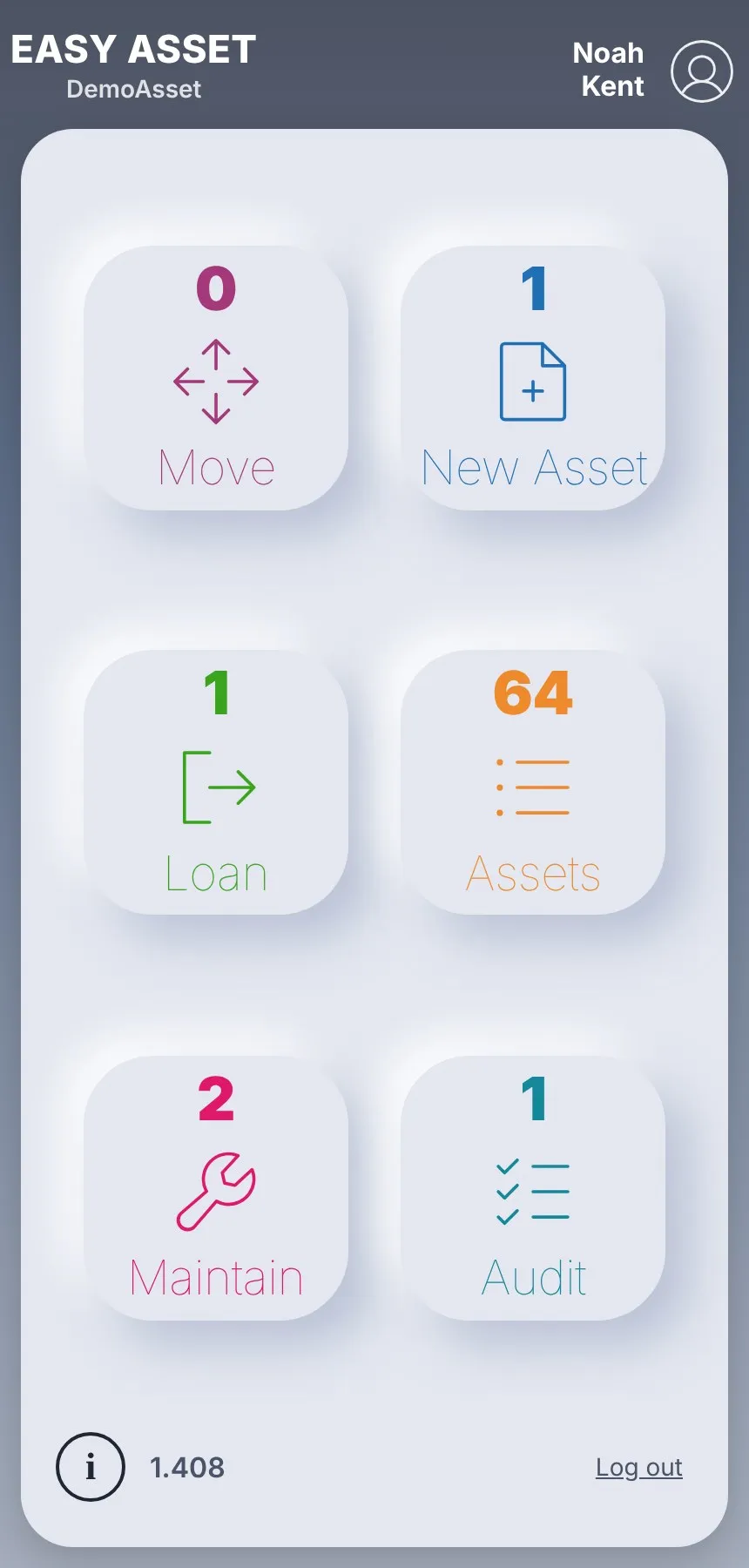 Raptool asset app screen