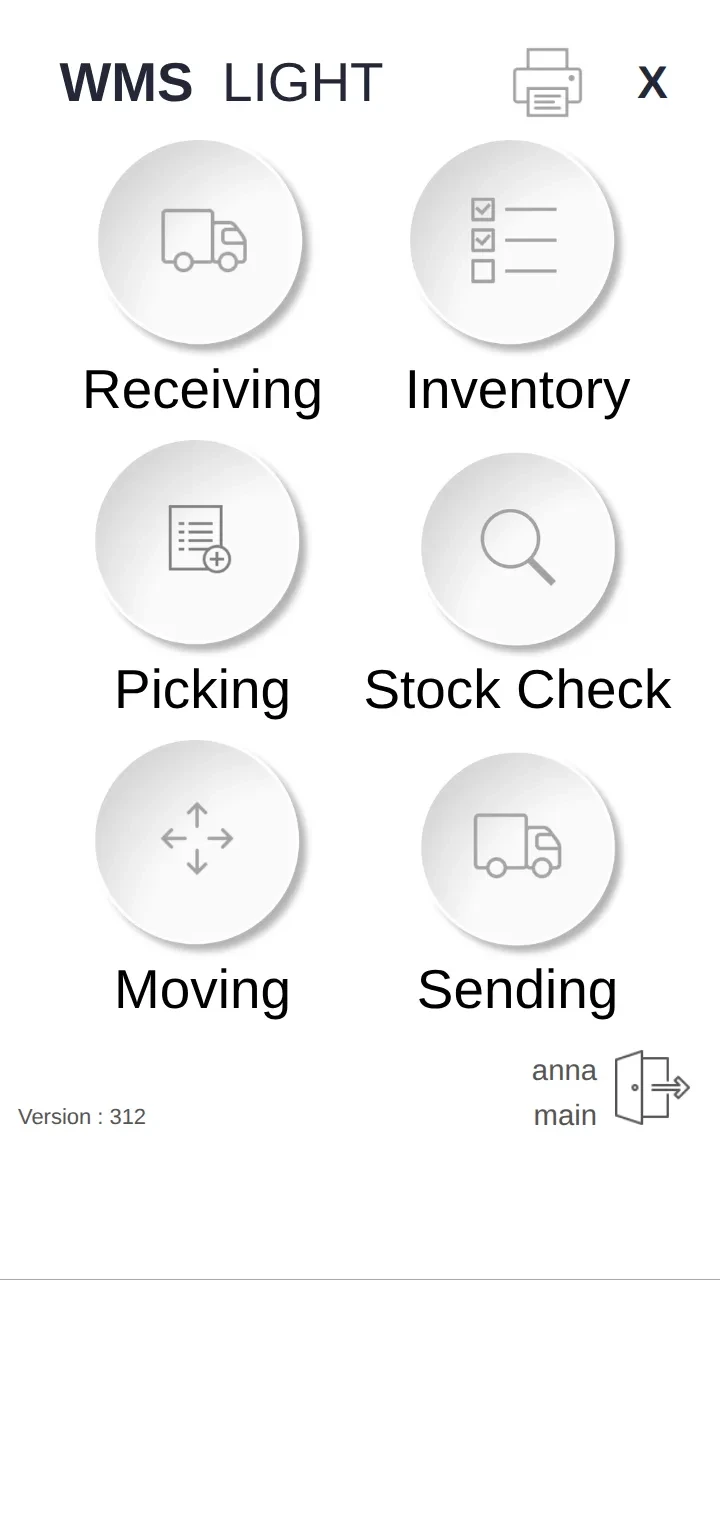 Raptool warehouse app screen