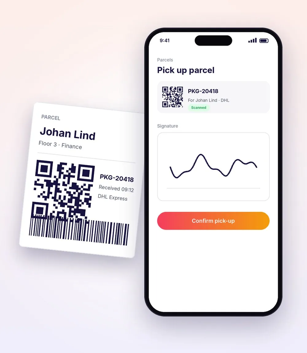Parcel label and signature in the Raptool app